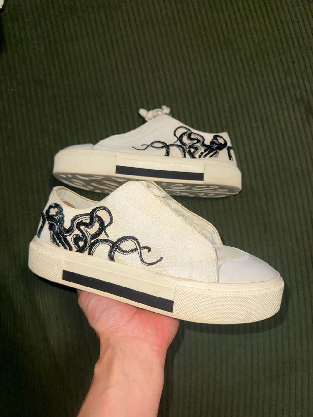 Alexander McQueen Octopus Embroidered Canvas Sneakers White